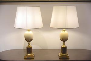 Pair of lamps with ostrich eggs
